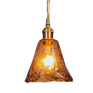 Sergia - Retro Brass Stained Glass Hanging Lamp