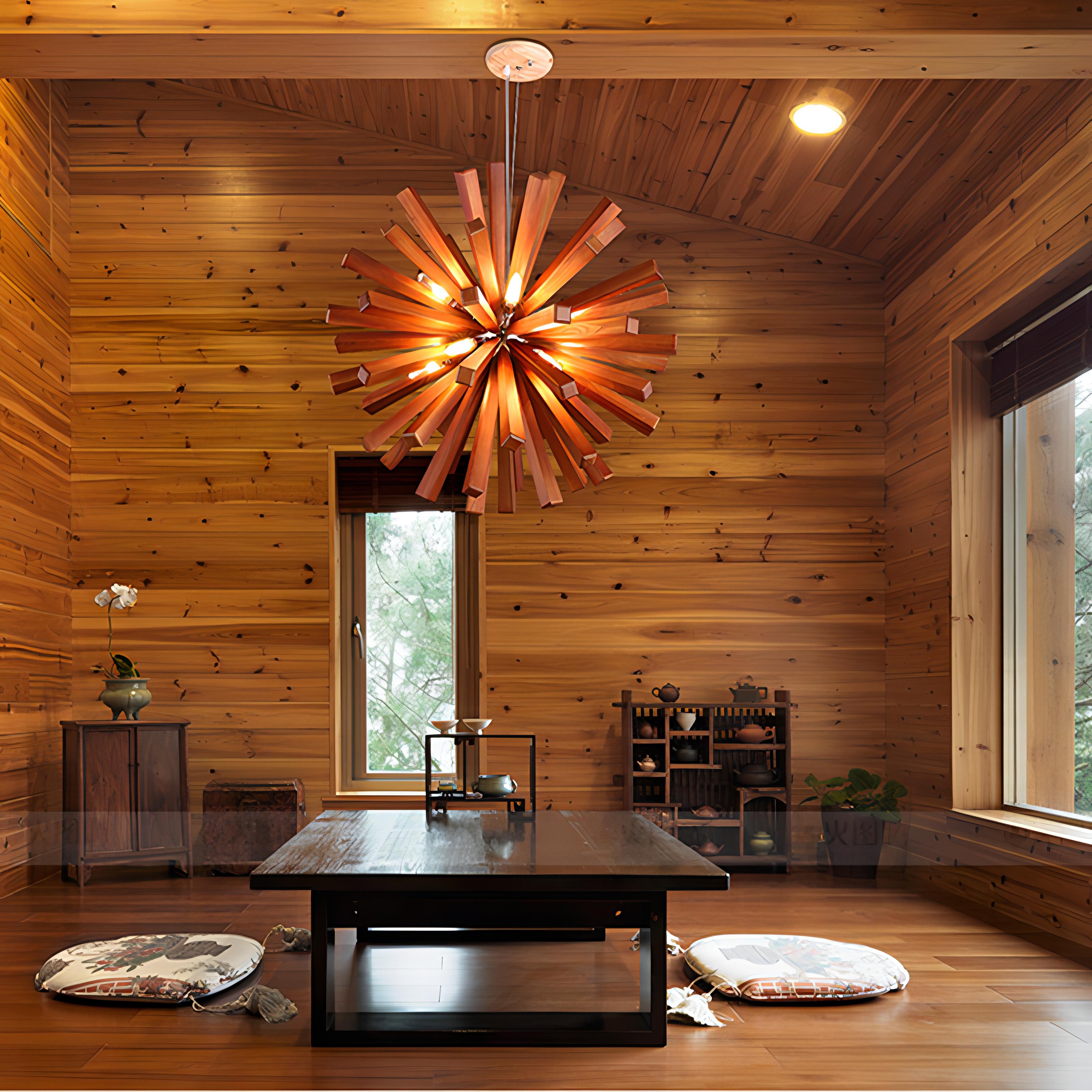Miekah - Wooden Star Hanging Ceiling Light