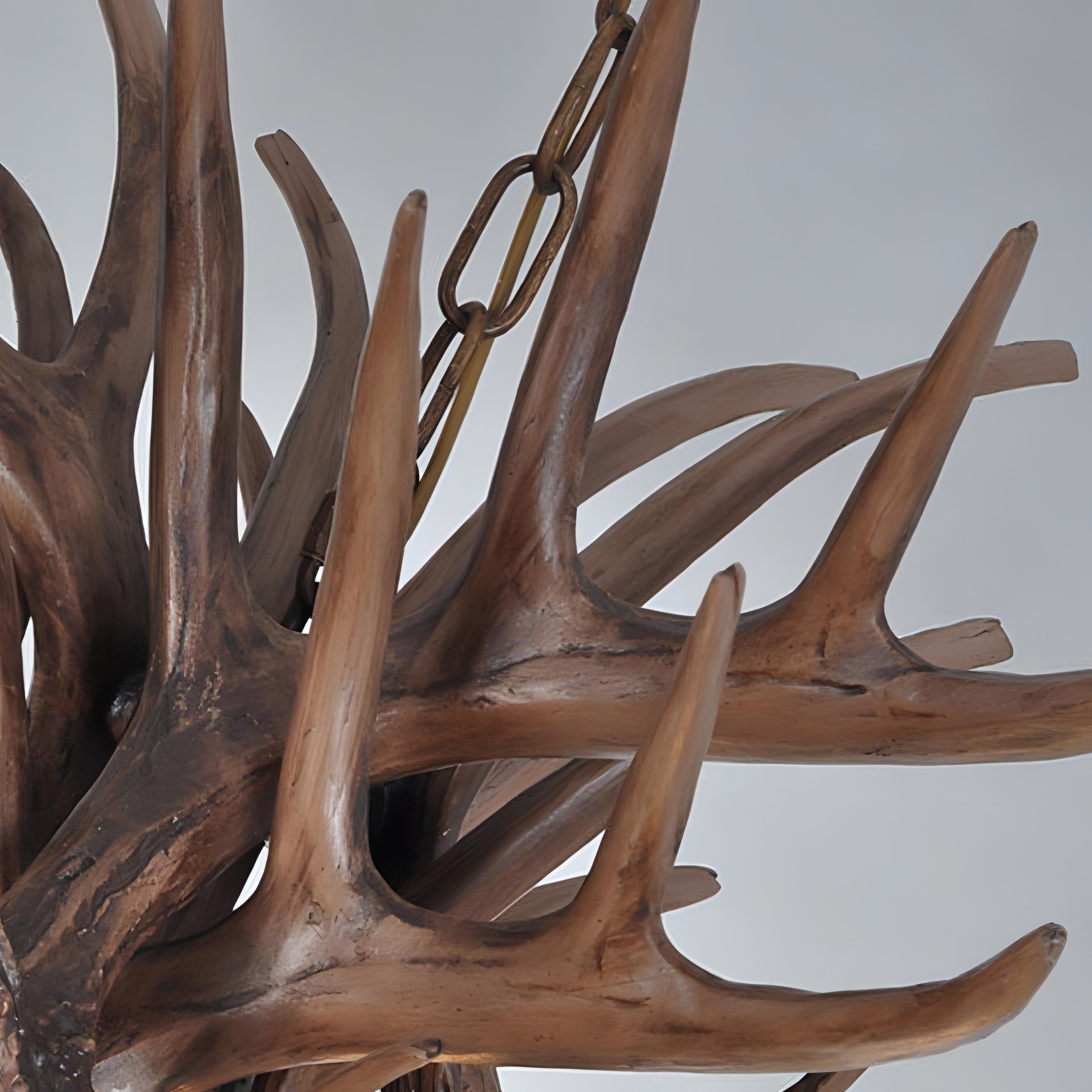 Skye - Antler Vintage Wood Ceiling Chandelier