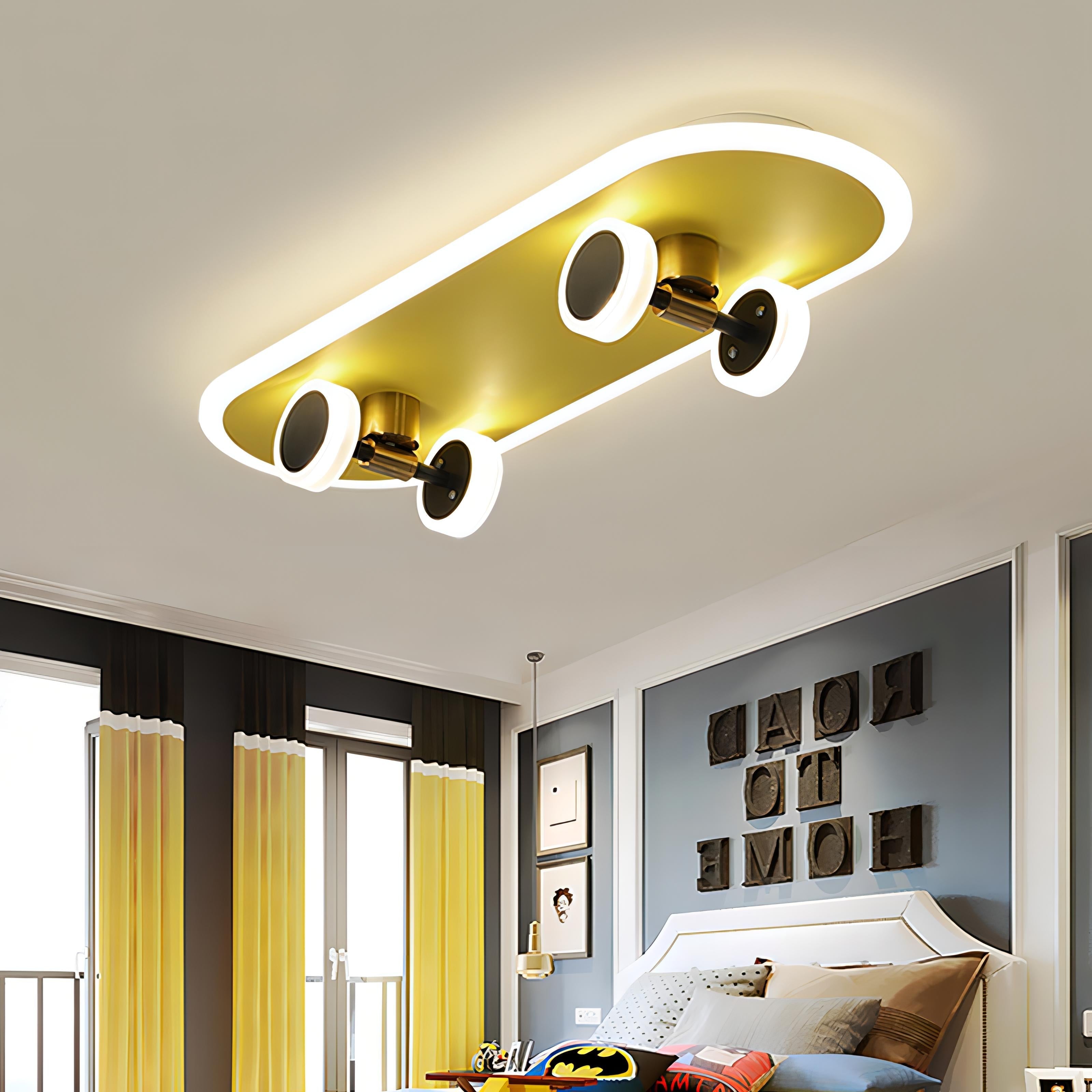 Fereno - Gold Modern Skateboard LED Ceiling Light