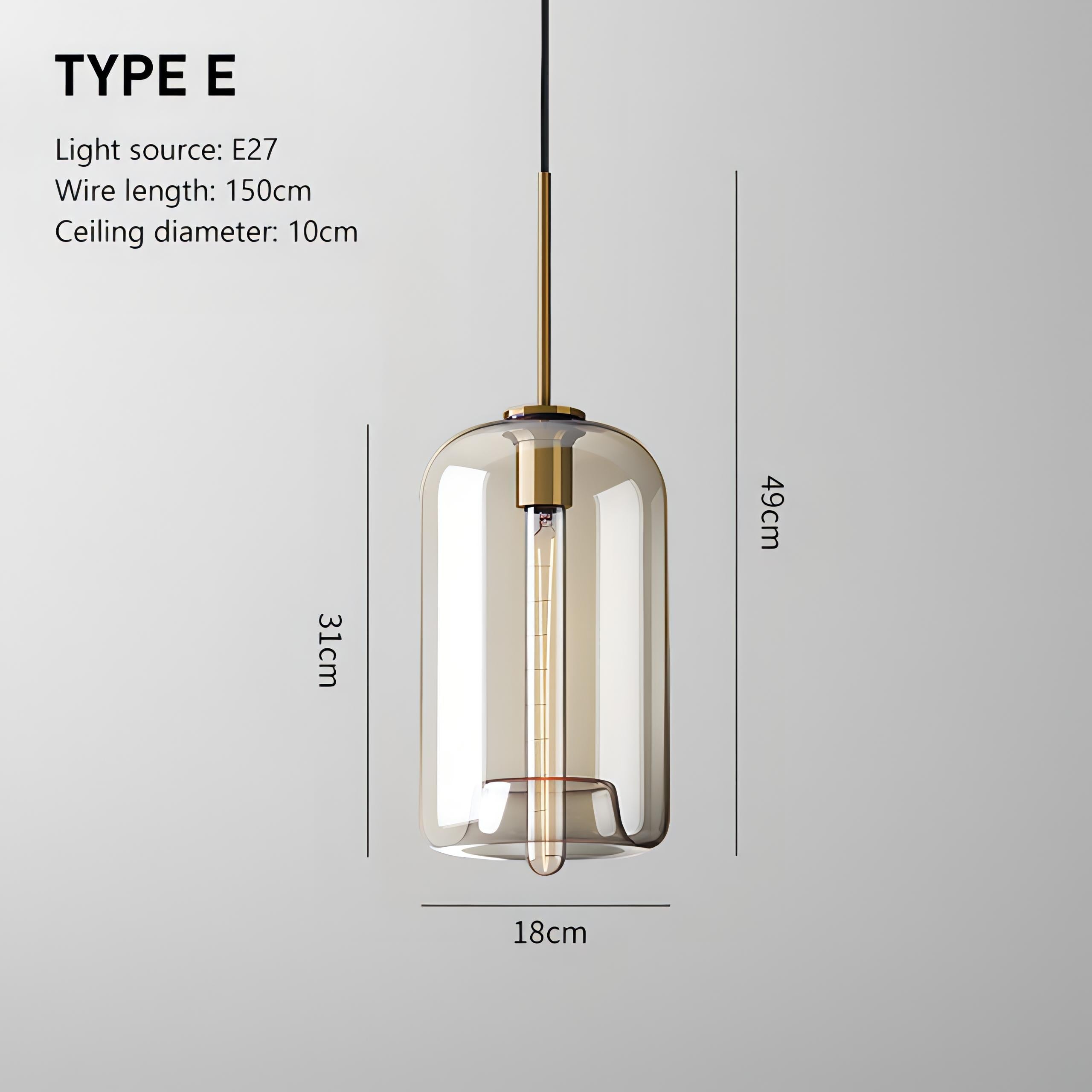 Waylor - Hanging Pendant Industrial Glass Lamp