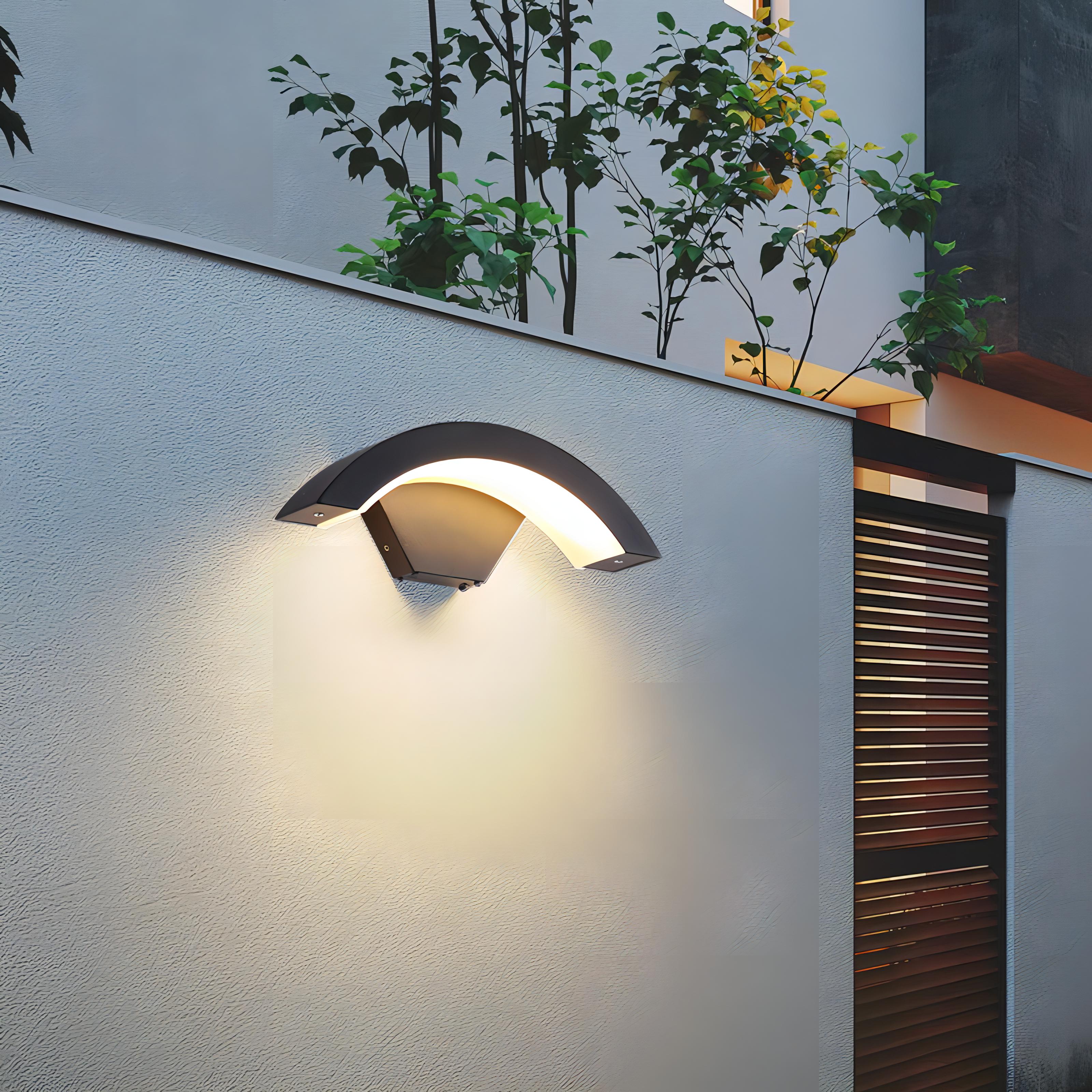Basil - Curved Pan Outdoor Wall Light Bar