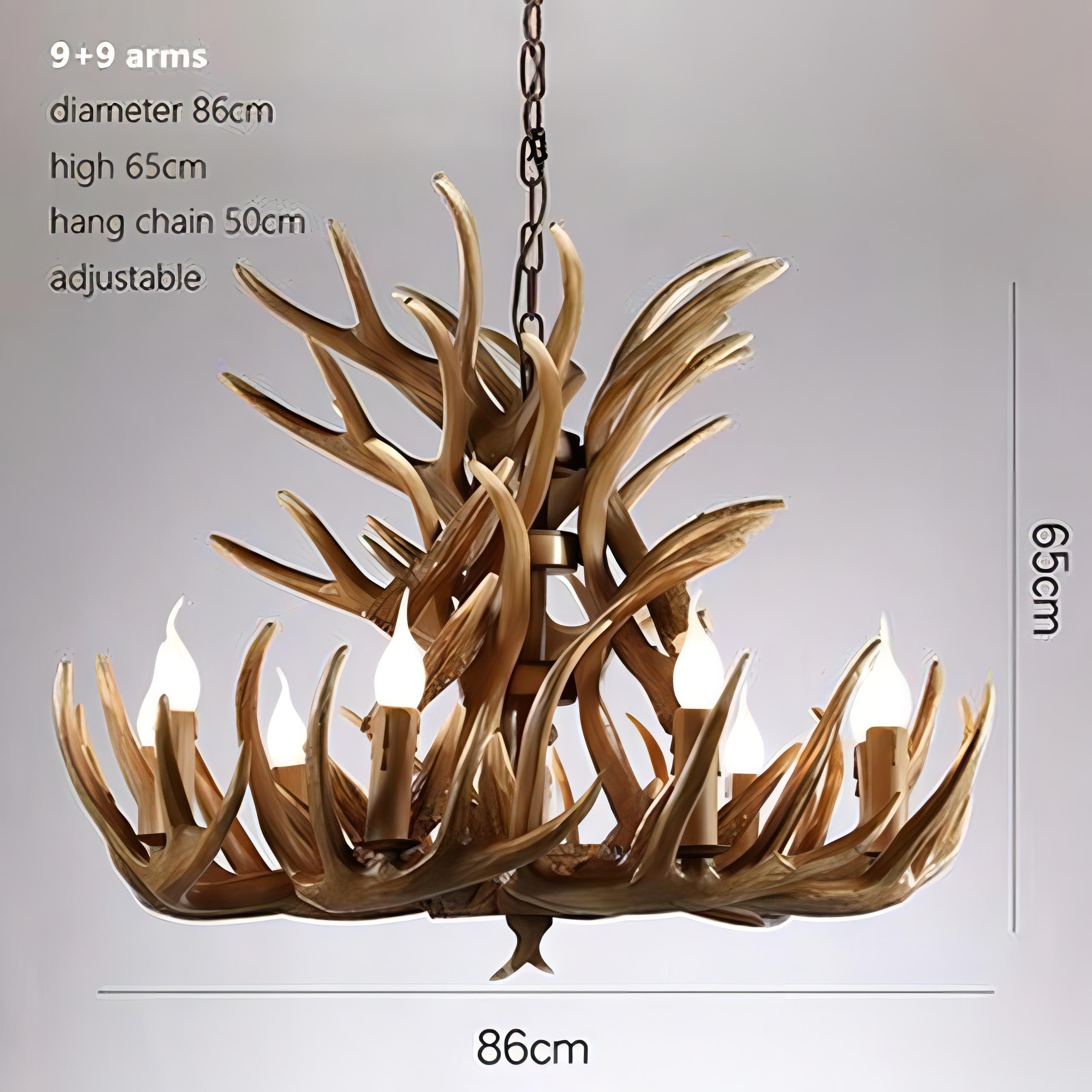 Skye - Antler Vintage Wood Ceiling Chandelier