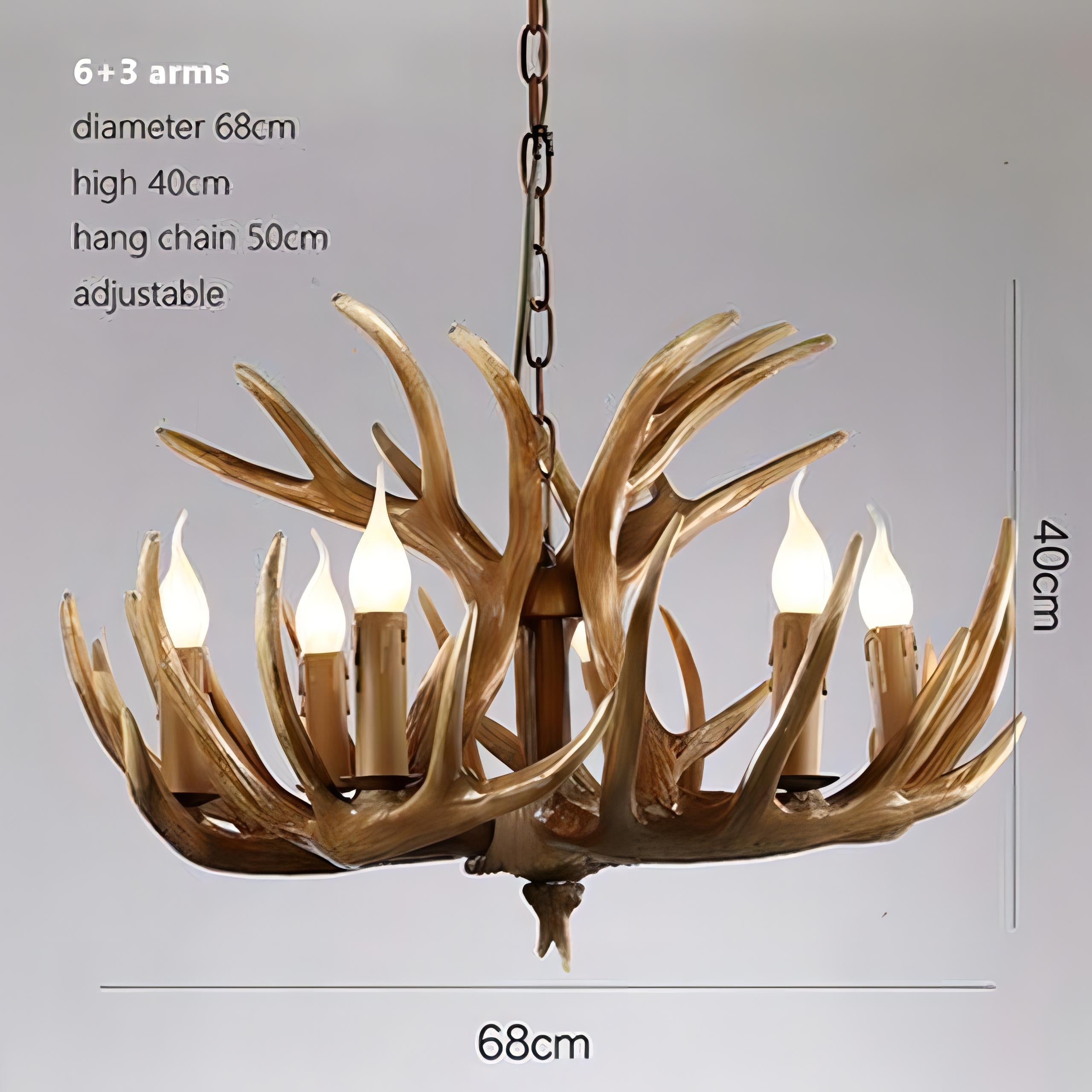 Skye - Antler Vintage Wood Ceiling Chandelier