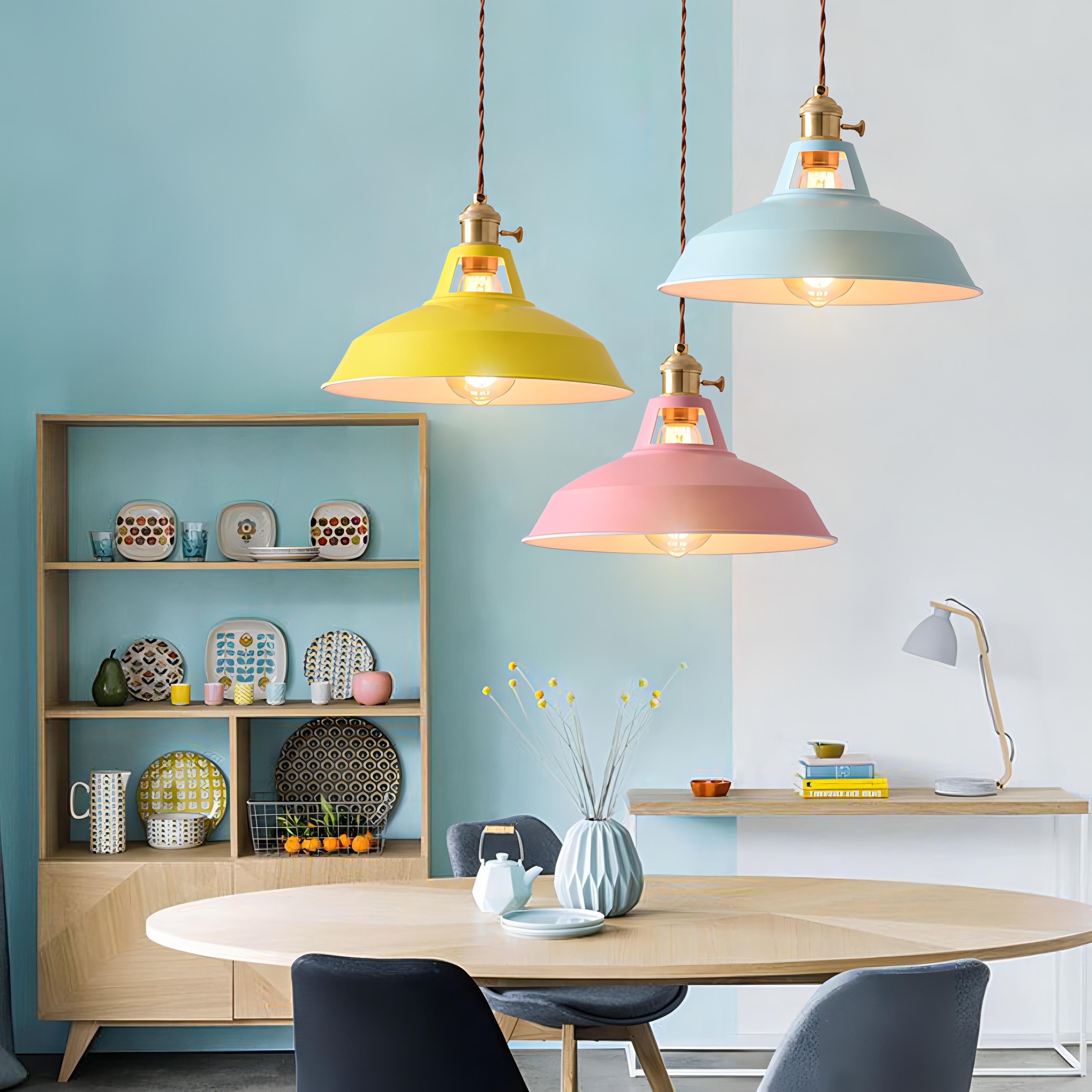 Heidi - Modern Nordic Round Pan Retro Hanging Ceiling Pendant Light