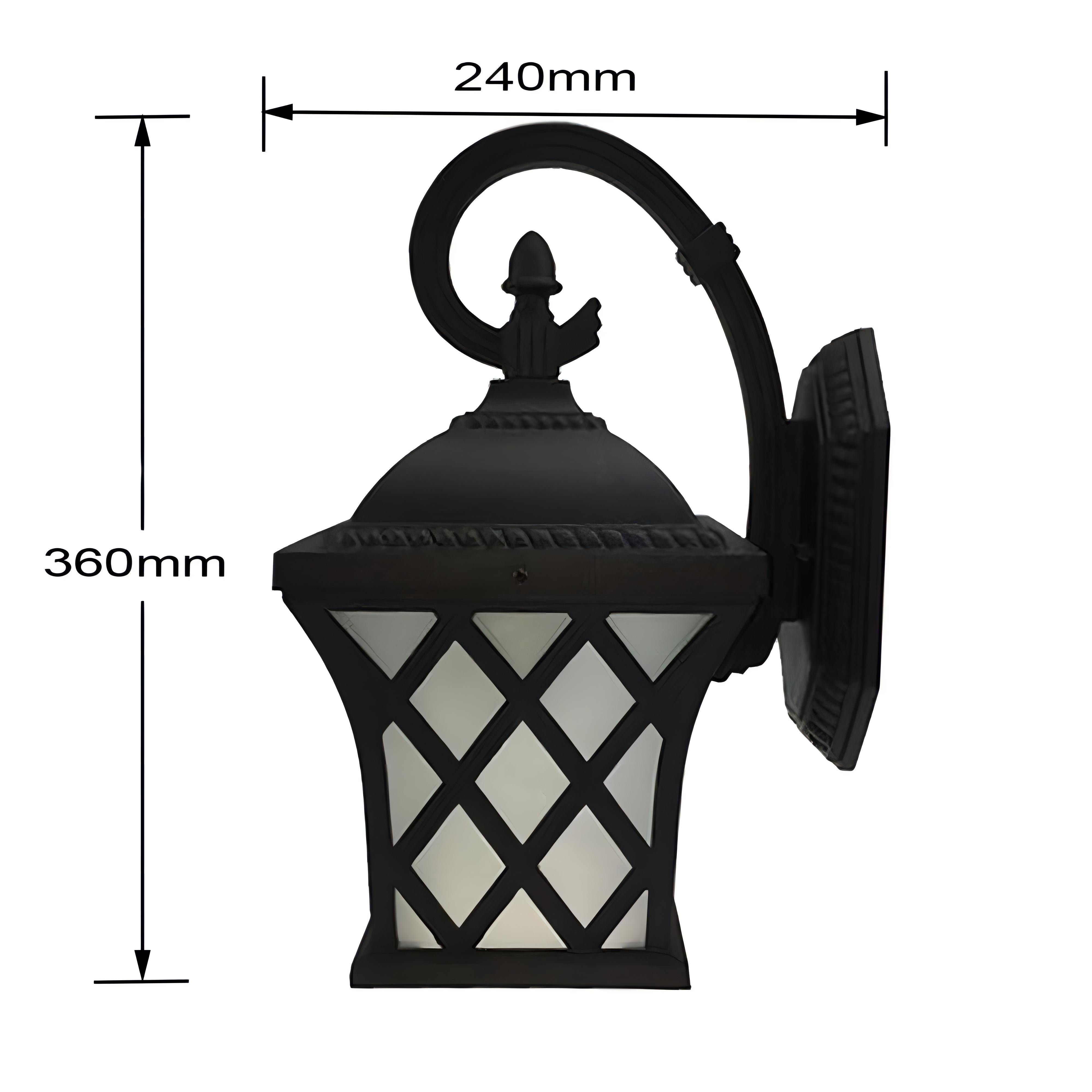 Raven - Vintage Outdoor Black Lantern Wall Light
