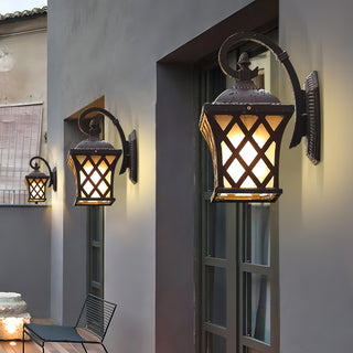 Raven - Vintage Outdoor Black Lantern Wall Light