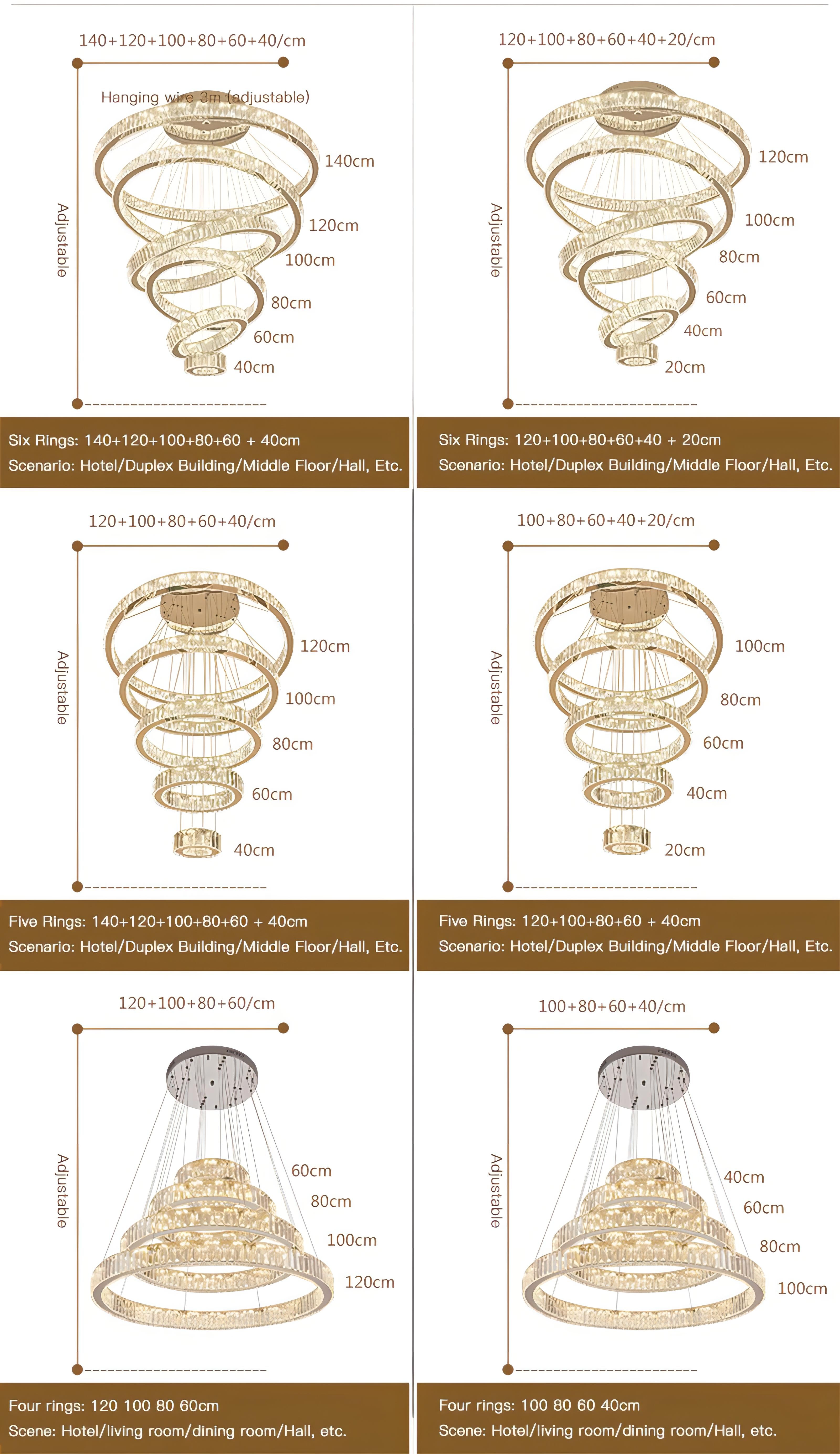 Atupa - 6 Ring Hanging Tiered Ceiling Chandelier