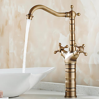 Tia - Antique Brass Dual Handle Basin Tap