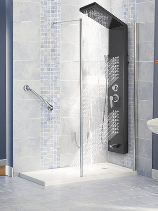 Whitley - Wall Mounted LED Light Shower Panel System Set Waterfall Head With Massage Jets