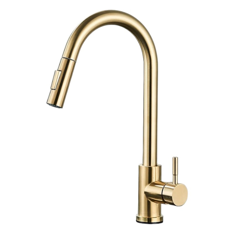Foley - Kitchen Brushed Gold Pull Out Modern Single Handle Mixer Tap