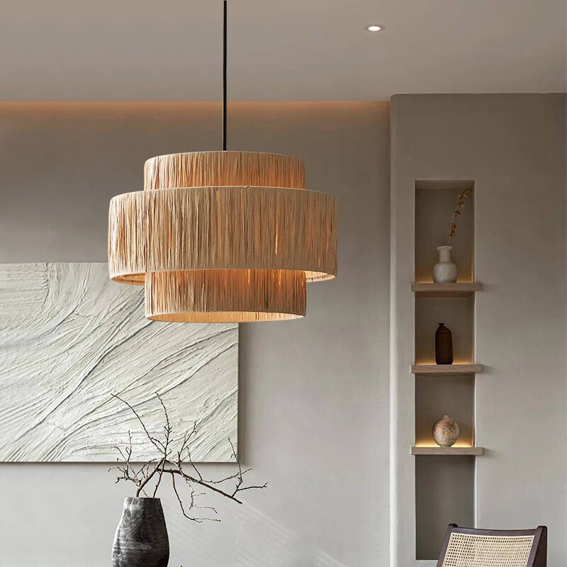 AWITI - Handmade Woven Round Tiered Ceiling Light