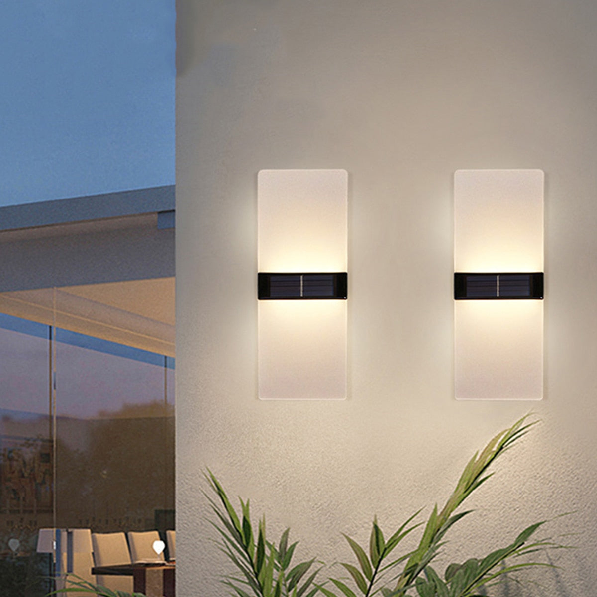 Kacela - Solar Outdoor Modern Milk Shade Wall Light Up/Down