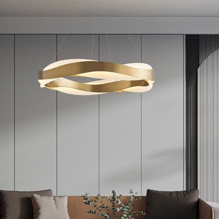 Odin - Gold Round Modern Wave Hanging Ceiling Light Chandelier