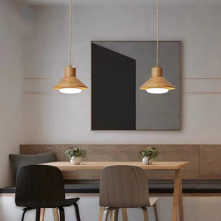BABIRYE - Wood Cone Adjustable Cord Pendant Ceiling Light