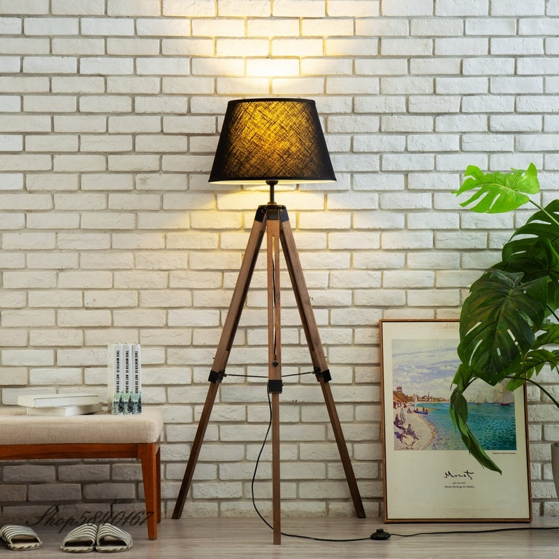 Jase - Vintage Floor & Table Tripod Wood Lamp