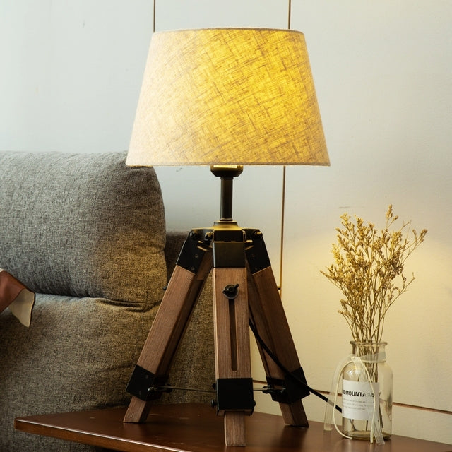 Jase - Vintage Floor & Table Tripod Wood Lamp