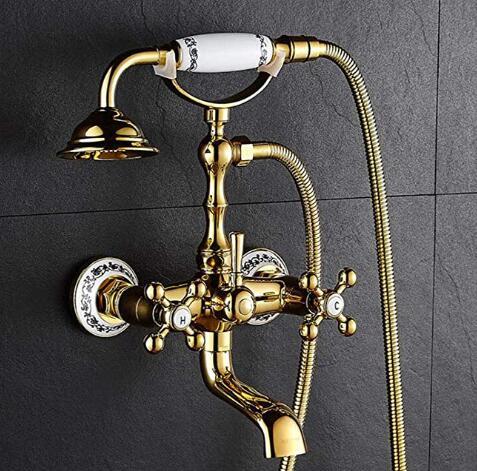 Rene - Vintage Wall Mounted Bathtub Tap & Handheld Shower Set