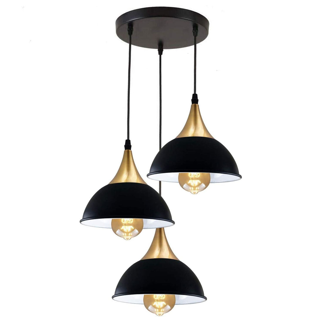 Rylie - Modern Teardrop Black Gold 3 Head Ceiling Light