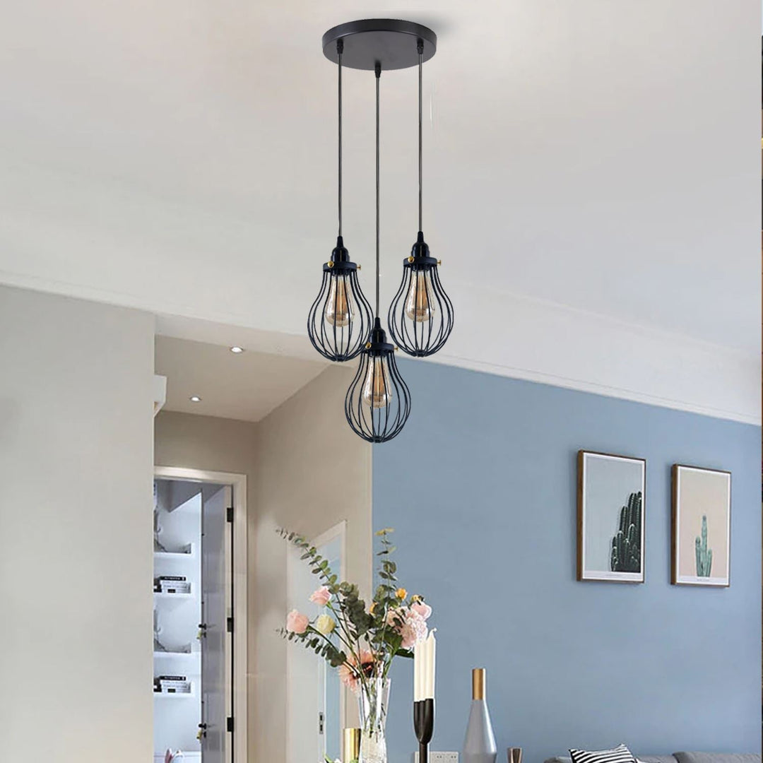 Aaron - Modern Black Caged Pendant Ceiling Light