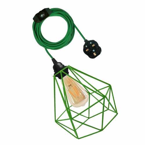 Giavanna - Modern Caged Fabric Cord Plug In Pendant Light