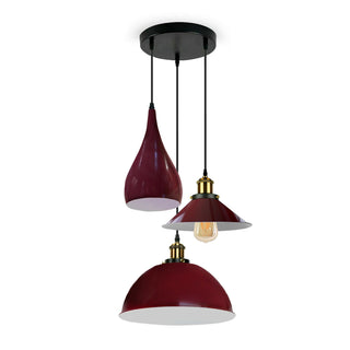 Randall - Modern 3 Head Burgundy Hanging Ceiling Light