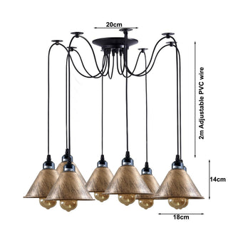 Kamiyah - Brushed Gold 8 Head Cone Shade Ceiling Spider Light