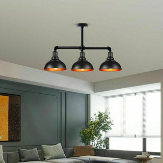 Loretta - Industrial Modern Black 3 Head Pipe Ceiling Light