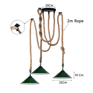 Velazquez - Modern Hemp Rope Cord Green Shade Spider Ceiling Light