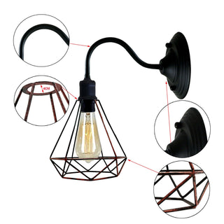 Giovanni - Modern Curved Arm Caged Wall Light