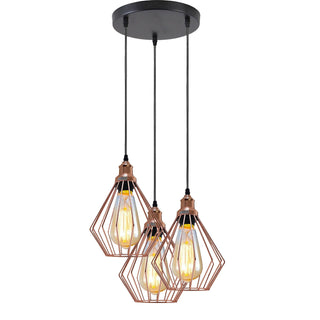 Hinton - Modern Rose Gold 3 Head Caged Ceiling Light