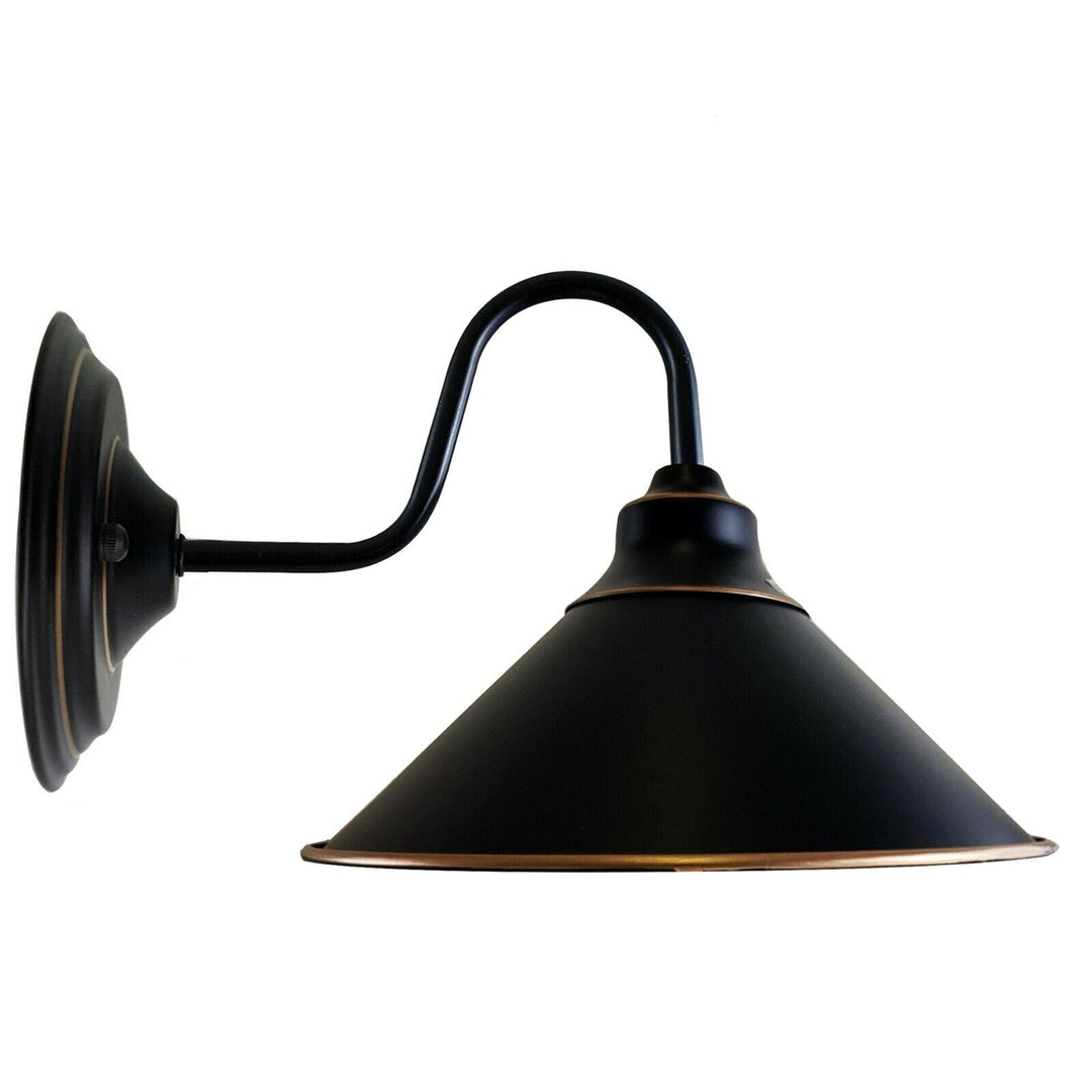 Leandro - Industrial Black Curved Bar Round Wall Light