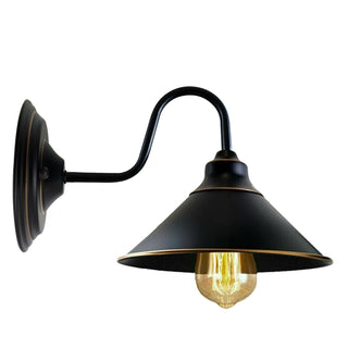 Leandro - Industrial Black Curved Bar Round Wall Light