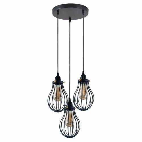 Aaron - Modern Black Caged Pendant Ceiling Light