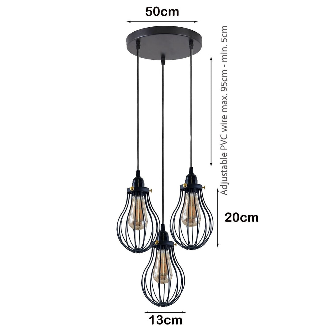 Aaron - Modern Black Caged Pendant Ceiling Light