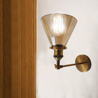 Marth - Brass Smoked Glass Cone Adjustable Wall Light