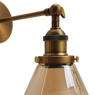 Marth - Brass Smoked Glass Cone Adjustable Wall Light