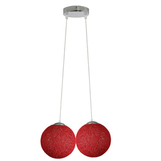 Makenna - 2 Head Red Rattan Woven Ball Ceiling Light