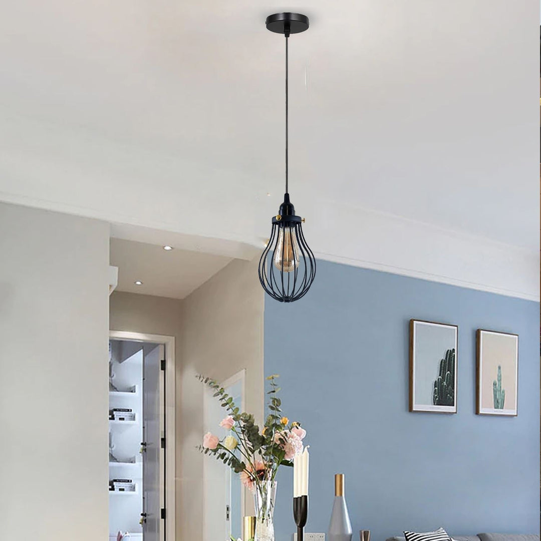 Aaron - Modern Black Caged Pendant Ceiling Light