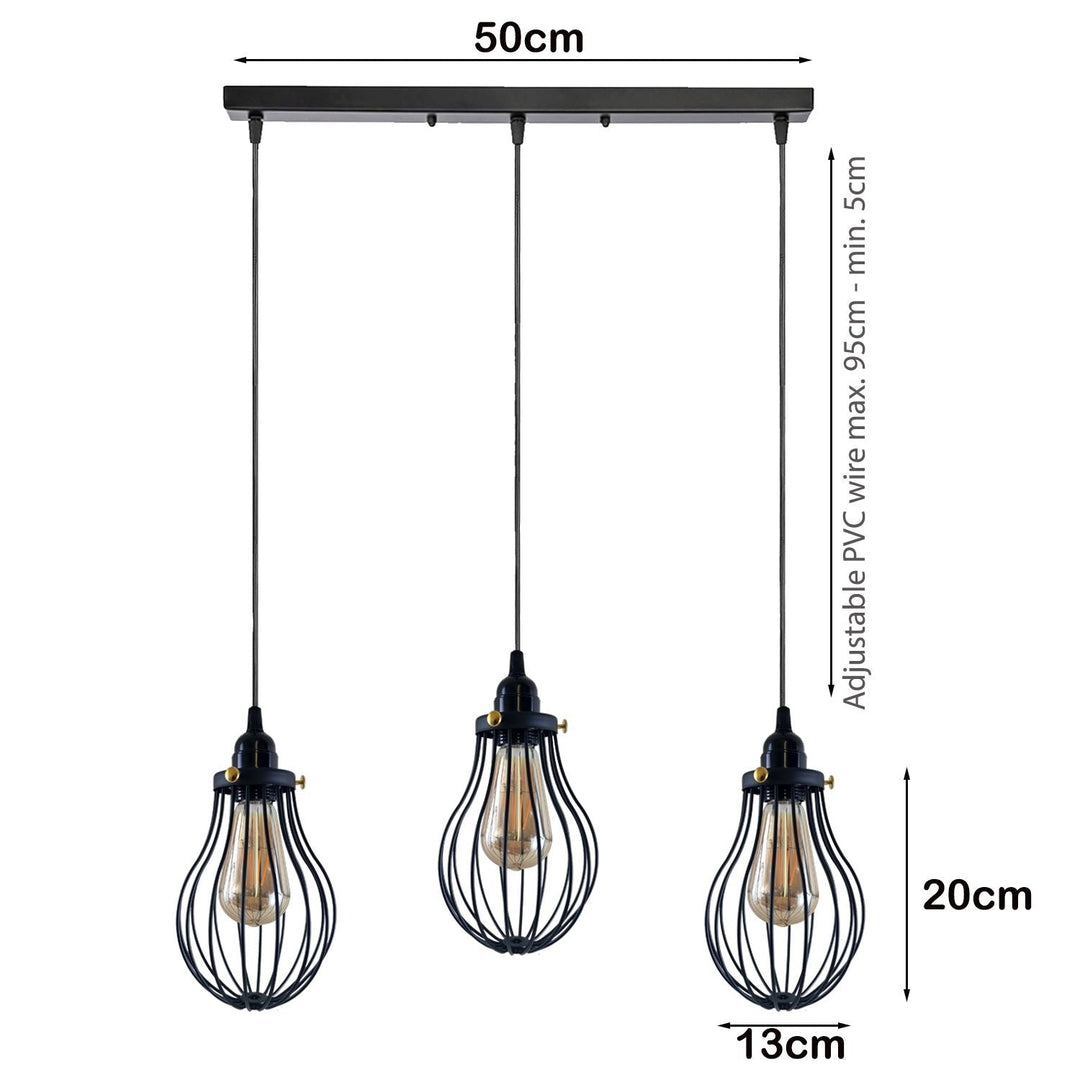 Aaron - Modern Black Caged Pendant Ceiling Light