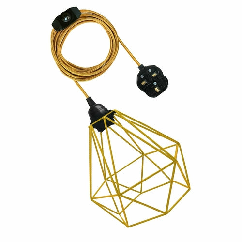 Giavanna - Modern Caged Fabric Cord Plug In Pendant Light