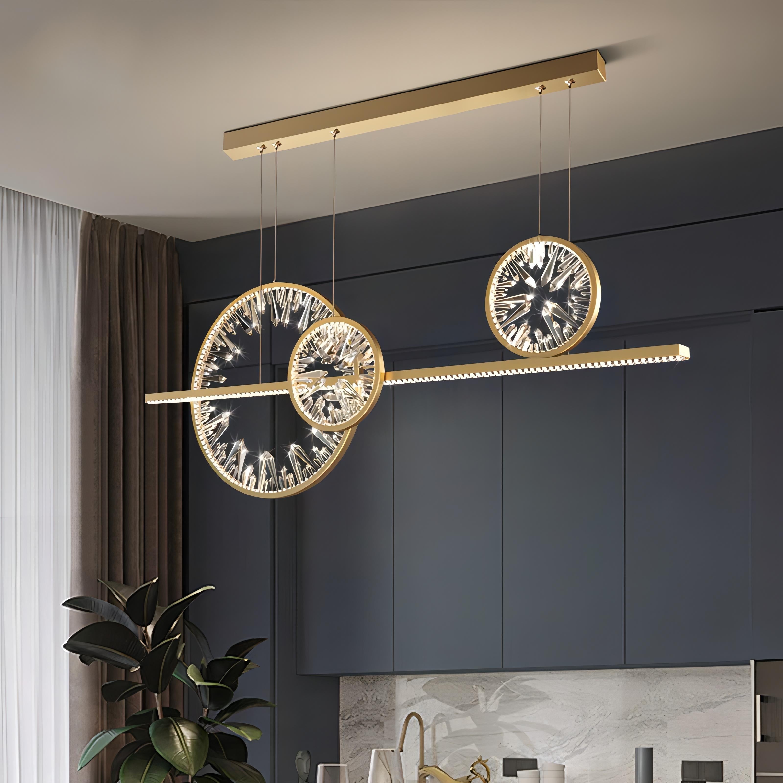 Beckett - Round Crystal Multi Clock Gold Chandelier