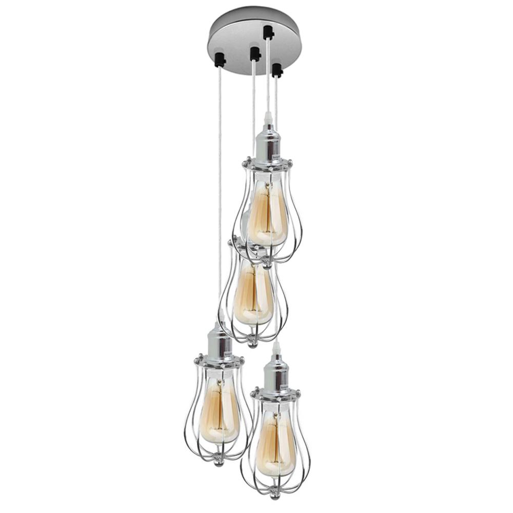Frye - Modern 4 Head Caged Bulb Hanging Ceiling Light