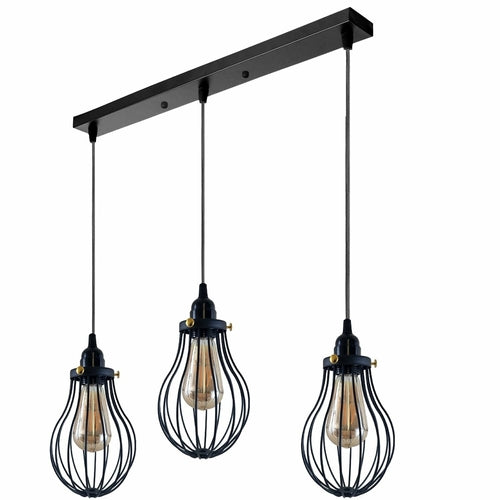 Aaron - Modern Black Caged Pendant Ceiling Light