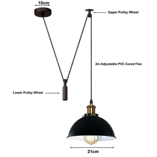 Burke - Black Adjustable Pulley Wheel Ceiling Light