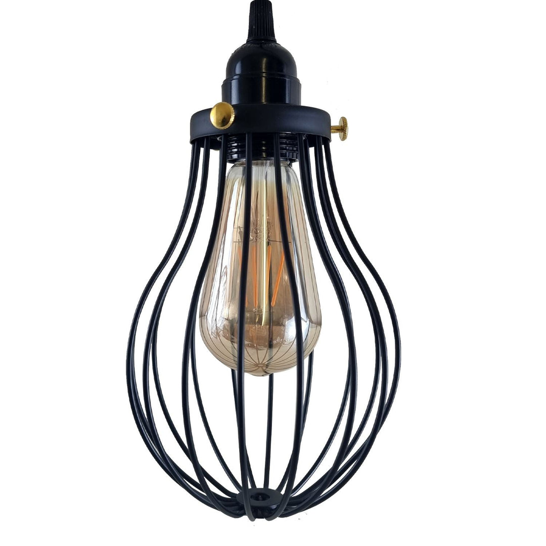 Aaron - Modern Black Caged Pendant Ceiling Light