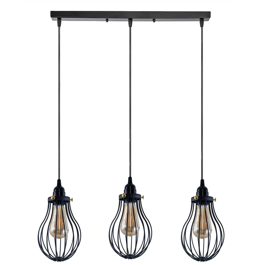 Aaron - Modern Black Caged Pendant Ceiling Light