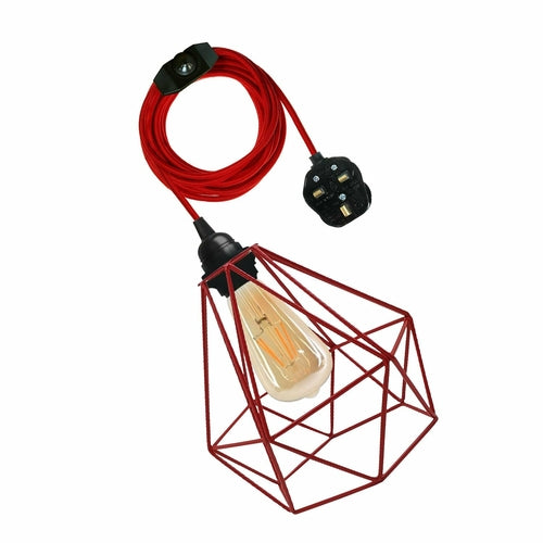 Giavanna - Modern Caged Fabric Cord Plug In Pendant Light