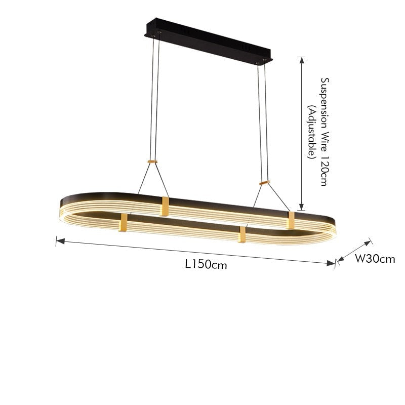 Dziadzan - Modern Hanging Round Black & Gold Ceiling Light Chandelier