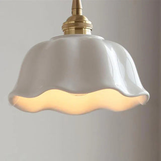 Marion - Ceramic White Hanging Patterned Shade Ceiling Pendant Light